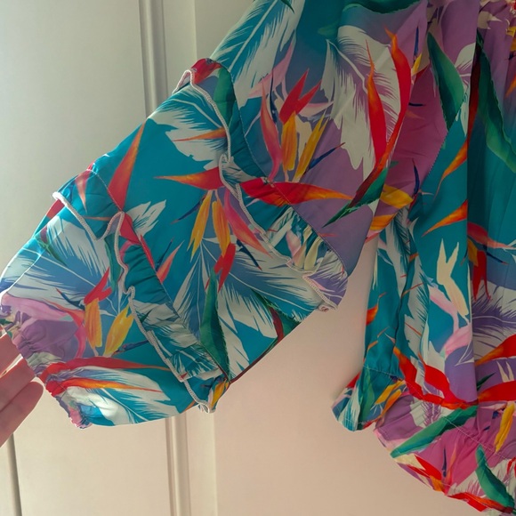 NEW Rachel Zoe birds of paradise tropical print top - Picture 4 of 8